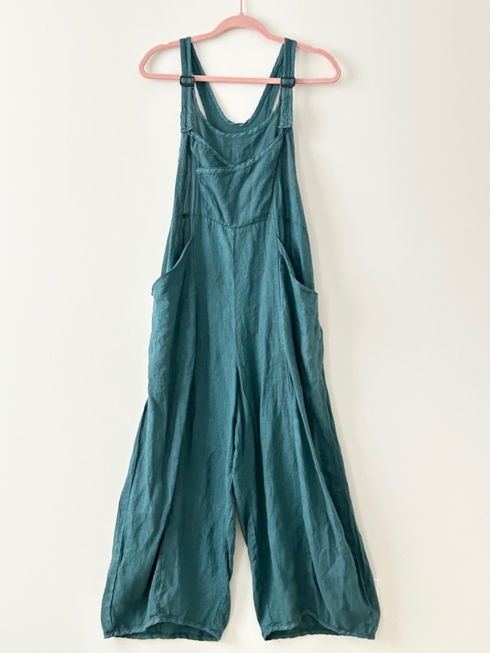 Cynthia Ashby 100% Linen Wide Leg Overalls